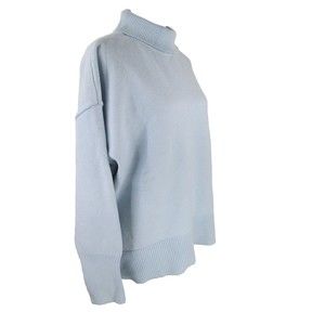 Sky Blue Turtleneck Sweater L commense Oversized Contrast Ribbing NWT 23-284